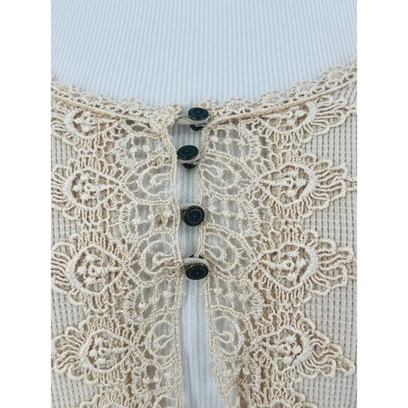 Vintage Y2K Free People Crochet Lace Cardigan Top • Boho Fairycore Coquette - Picture 3 of 12